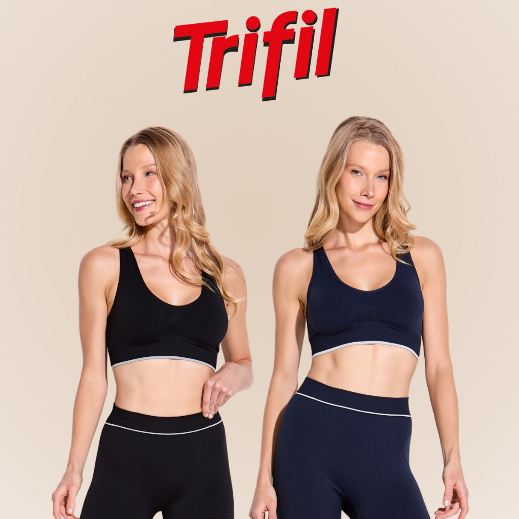Top Fitness Sem Costura Trifil Feminino Esportivo Resistente Alça Larga de Alta Performance Básico
