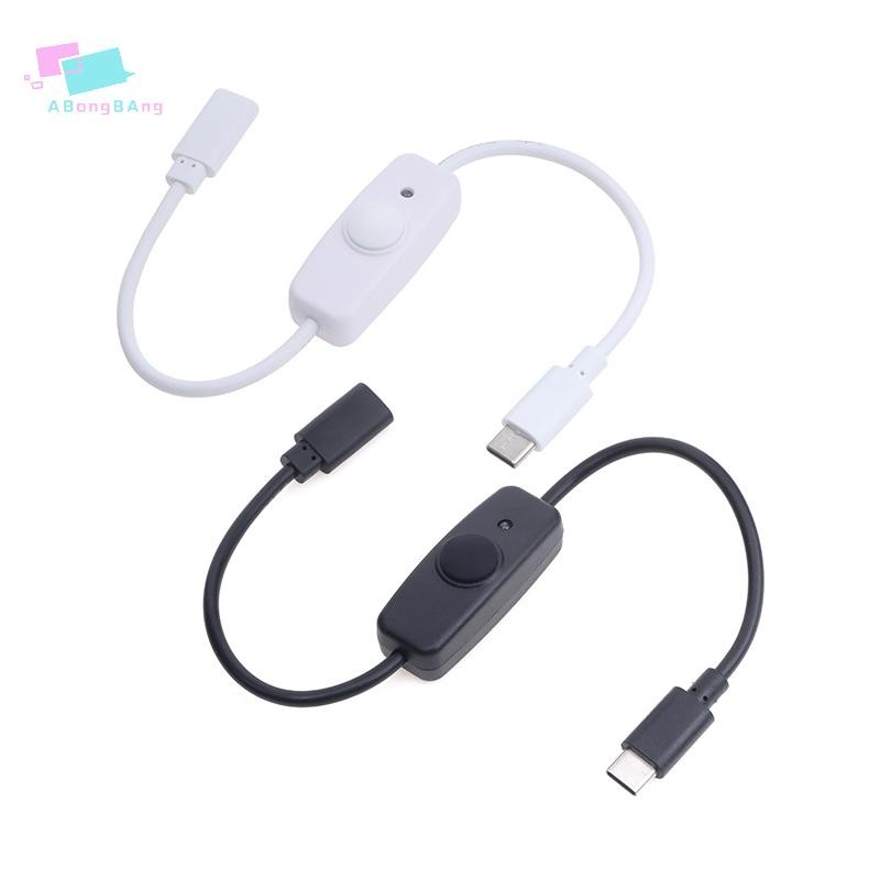 Abongbanghn USB Tipo C Com Botão Liga/Desliga Cabo De Extensão De Carregamento De 30 Cm Universal