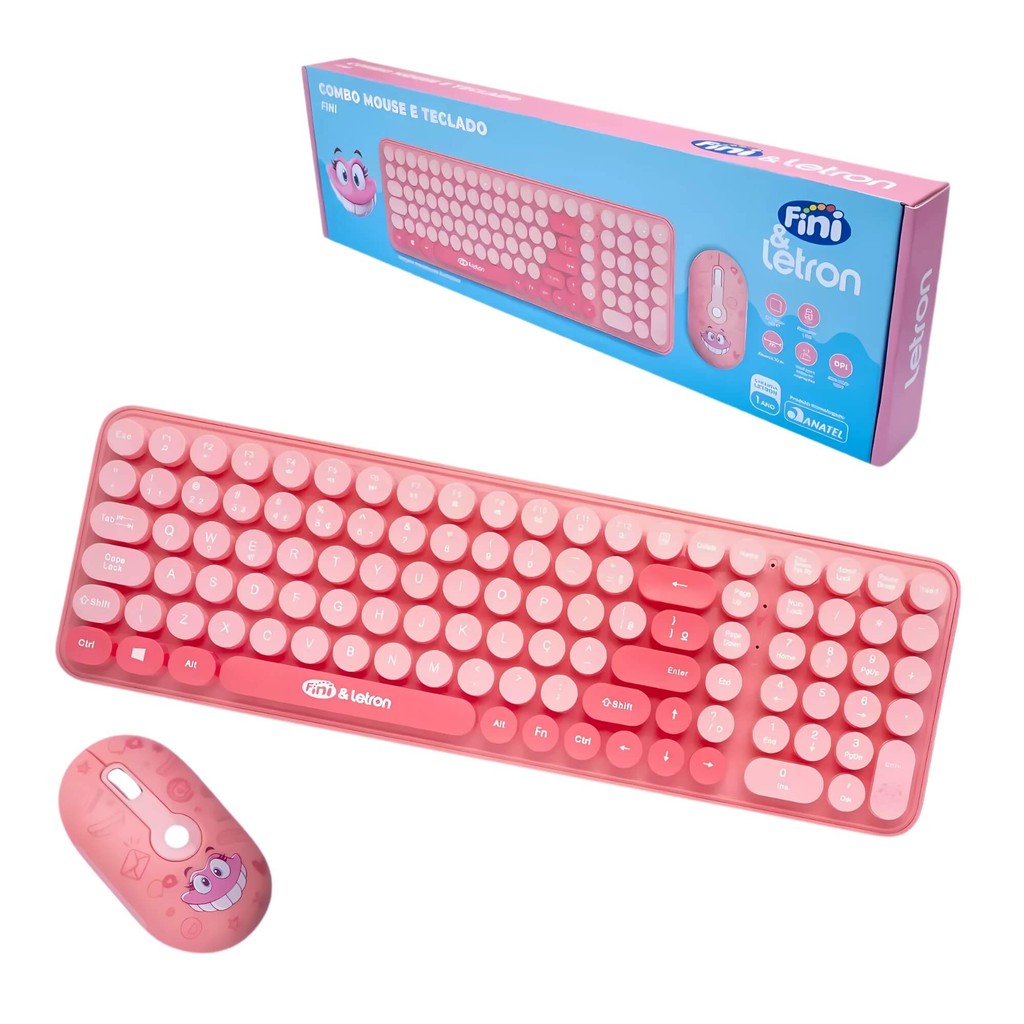 Kit Mouse e Teclado Fini Wireless com Mini Receptor Letron Leonora - 10323