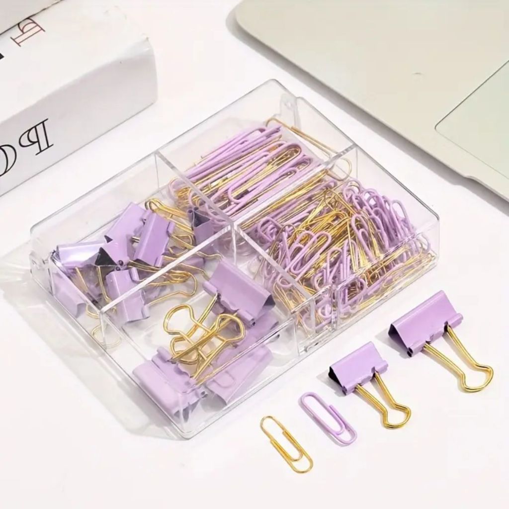Escritório Office Clips Prendedor Candy Color Kit Office Papelaria Escolar Fofo Tons Pasteis