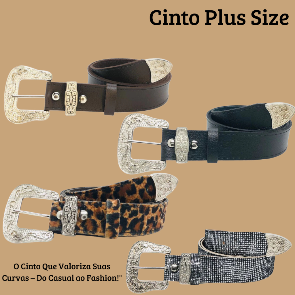 Cinto Feminino Plus Size Country Afivelado Boho Chic Social Elegante Casual Couro Sintético