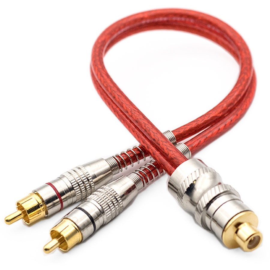 Cabos Y RCA Blindado 1 Femea 2 Machos Vermelho 5mm Plug Metal Blindado Som Automotivo Conectores Duplos