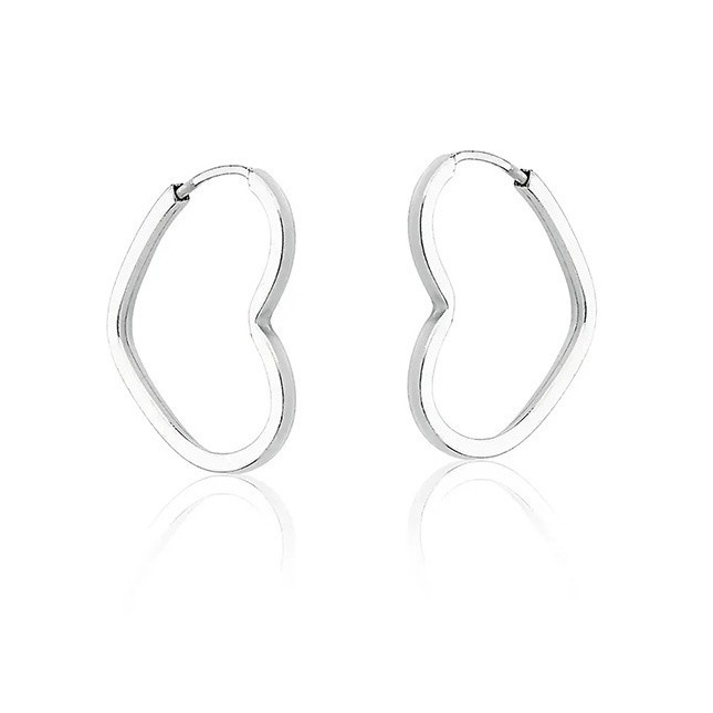 Argola Prata 925 coração fio quadrado 16mm
