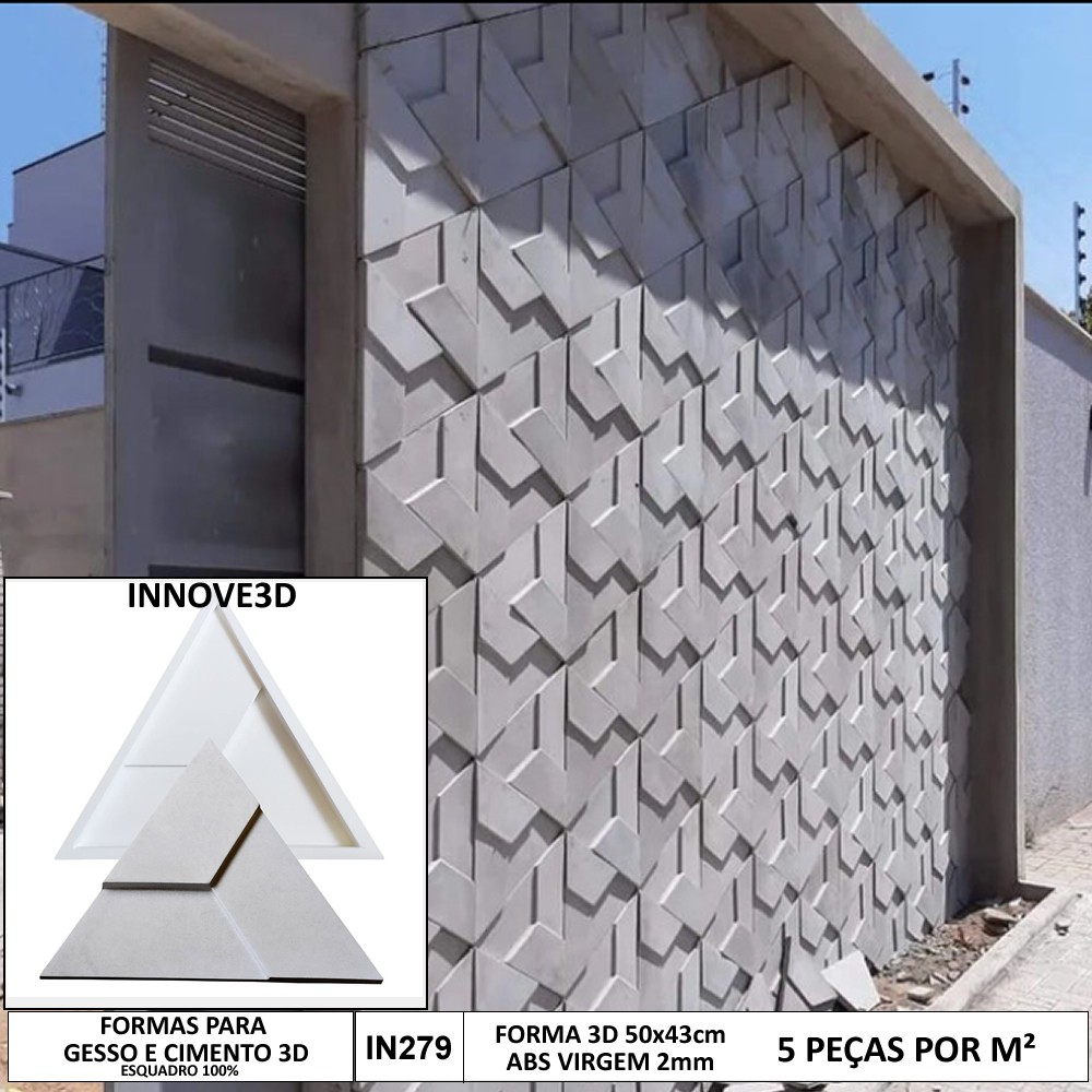 Forma 3d Triangulo Trapezio 50x43 Abs 2mm Molde Para Gesso e Cimenticio 3d