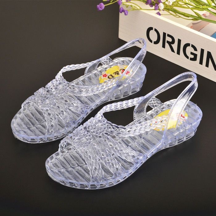 Novo produto pronto estoque verão sandálias de plástico boca de peixe geléia sapatos senhoras transparente antiderrapant
