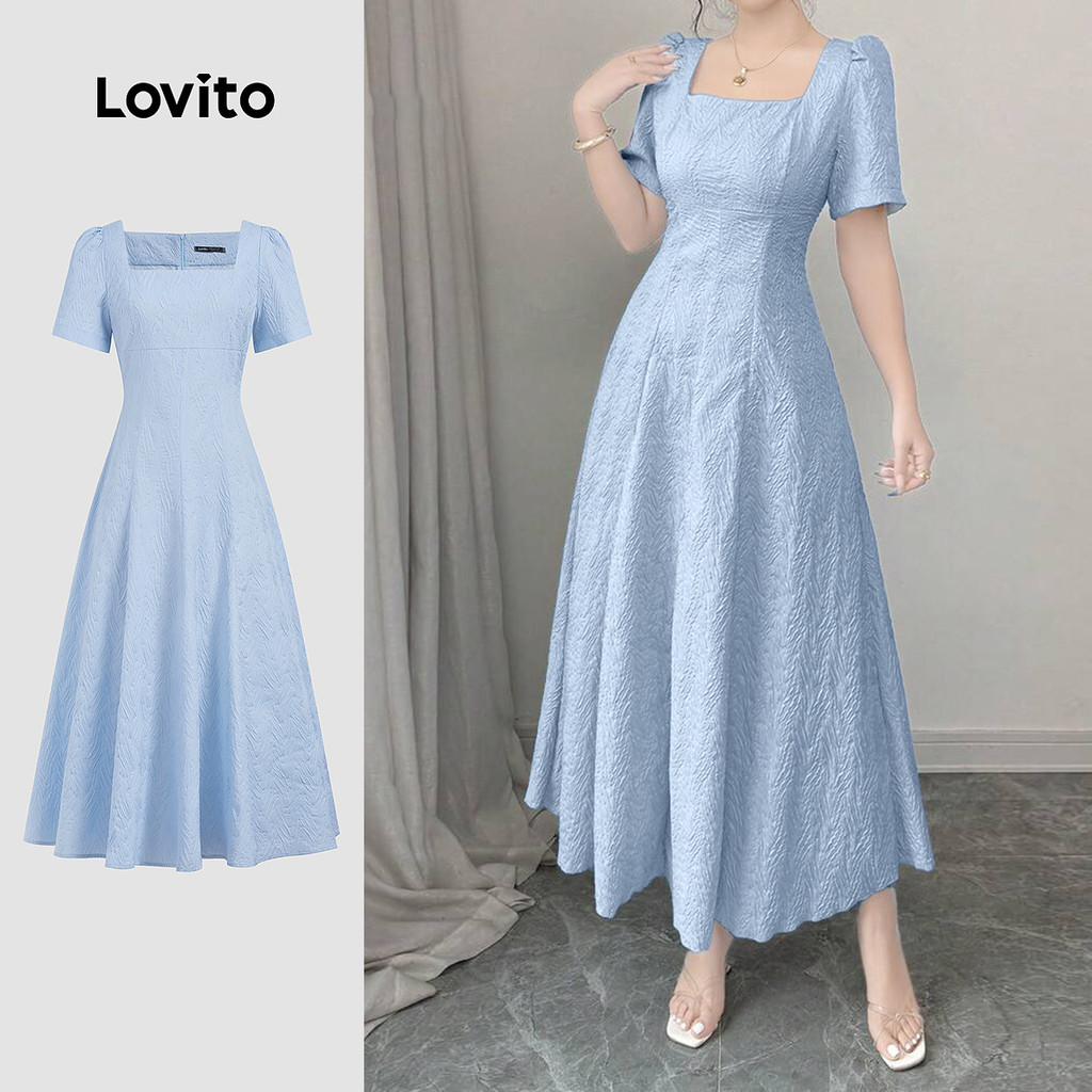 Lovito Vestido Elegante Com Zíper Liso Para Mulheres L132ED279