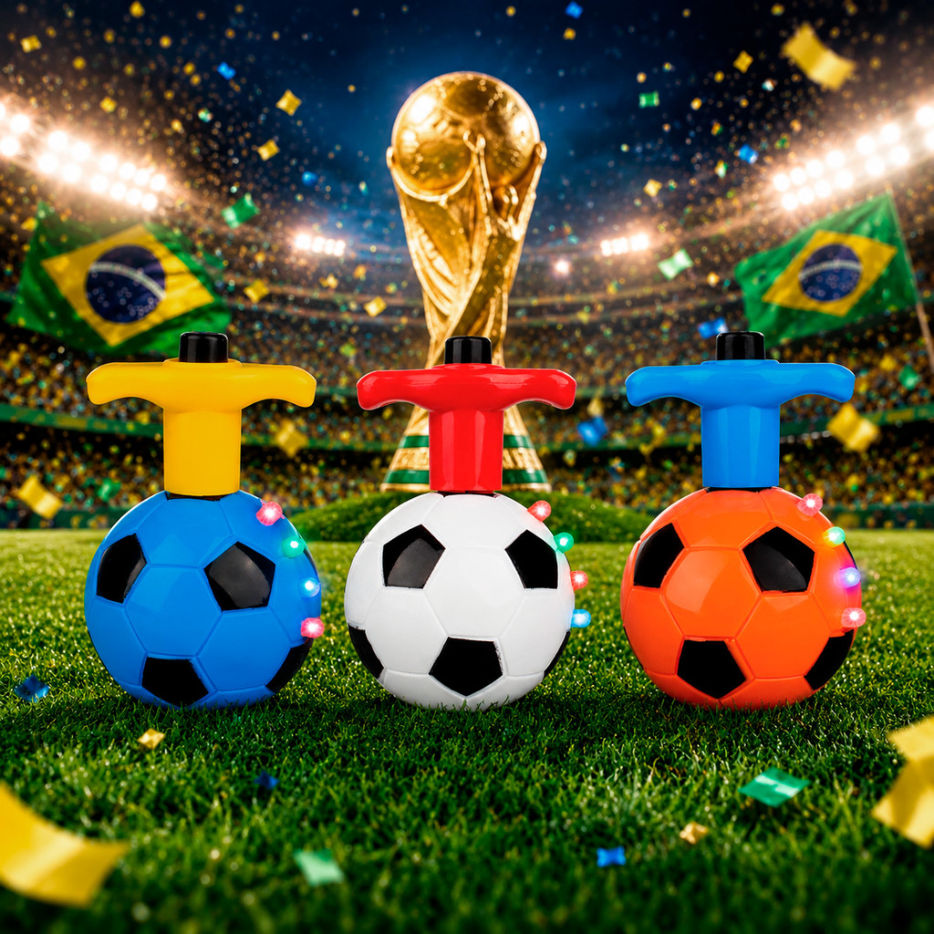 Brinquedo Bola Pião Infantil Pisca Luz Led Futebol Cor Sortida Divertido Criança Recreação Rotativo