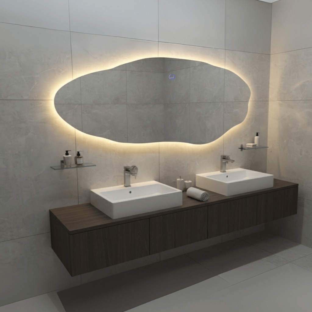 Espelho Lopazzi Orgânico 150x60 Com LED Touch Quente Frio Decoração Pinterest Polido Lopazzi Quarto Sala