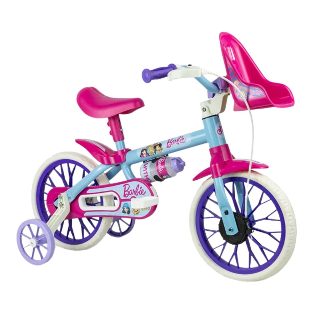 Bicicleta Infantil Aro 12 Barbie Mattel Nathor Limitador Giro Freio Tambor 101350160000