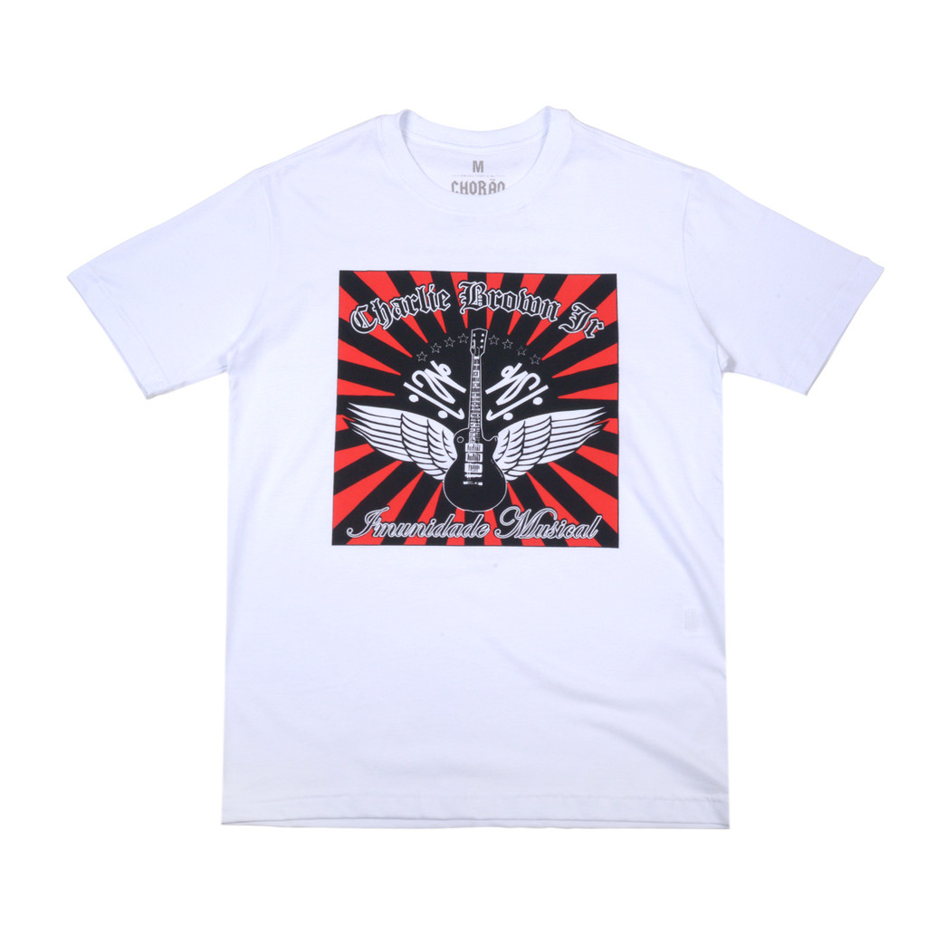 Camiseta Charlie Brown Jr Imunidade Musical Discografia Original Algodão Branca Masculina