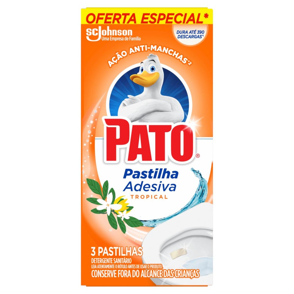 Detergente Sanitário Pato Tropical Pastilha Adesiva com 3 un