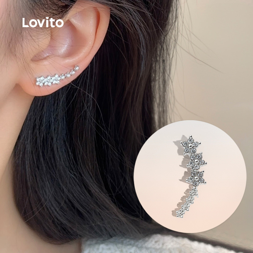 Lovito Brincos Casuais de Prata com Strass LFA114159