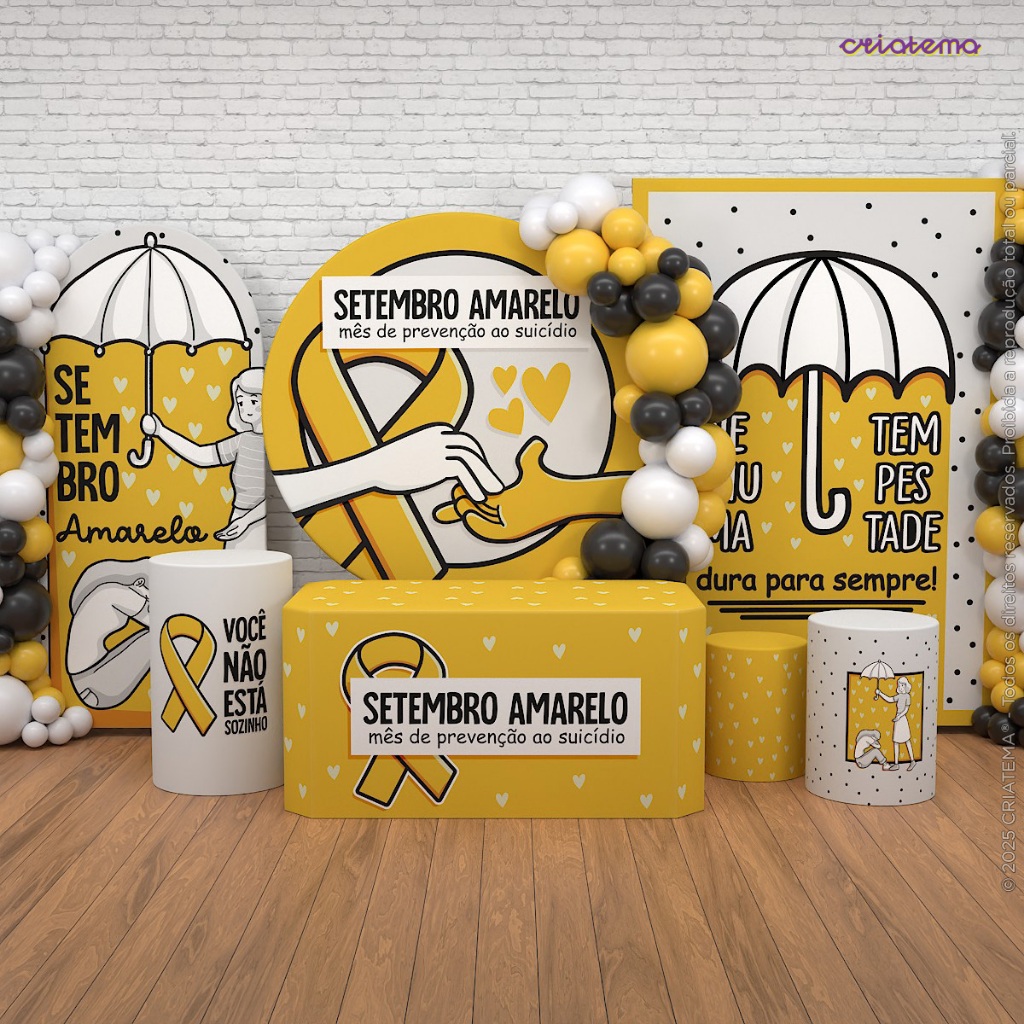 Decoração Setembro Amarelo: Capas e Painel Setembro Amarelo Sublimado Veste Fácil Em Tecido
