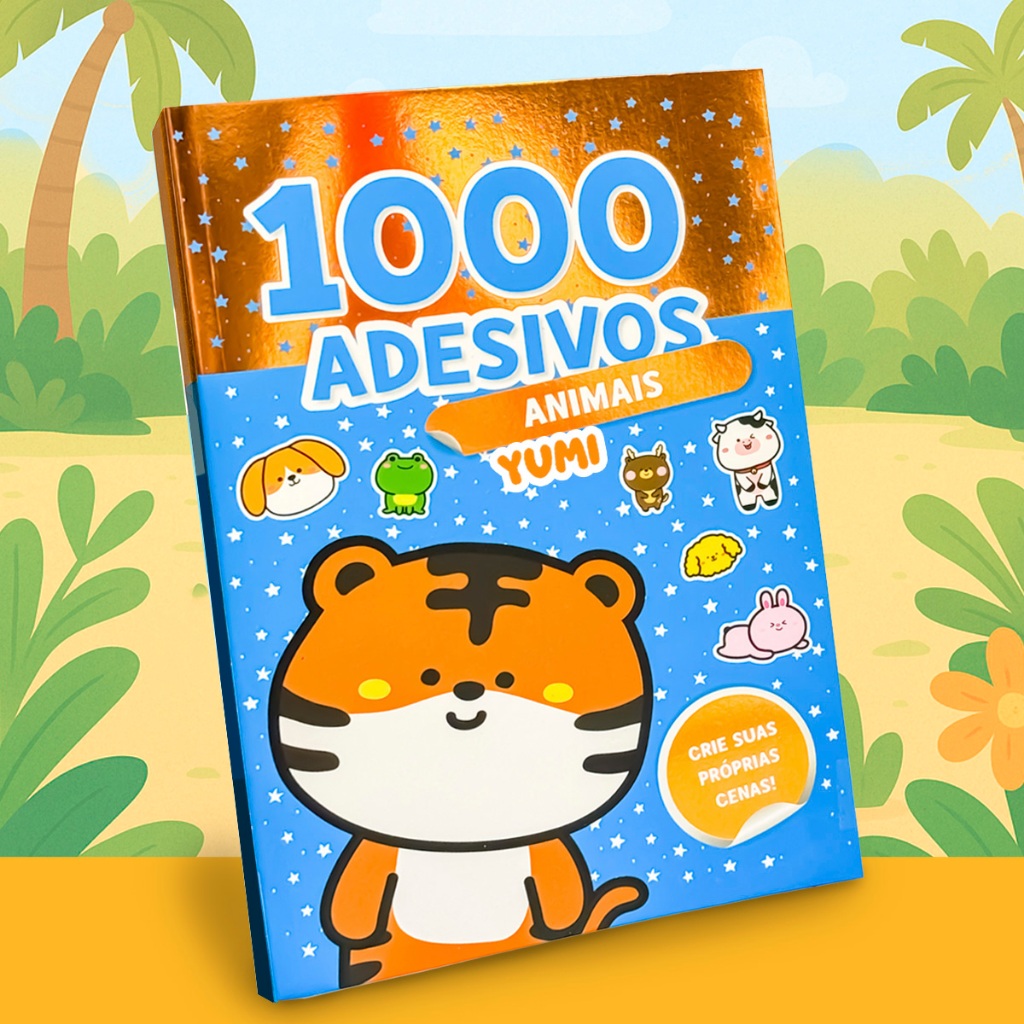 Livro Infantil e Adulto 44 Cenários Divertidos Com 1000 Adesivos Animais Fofinhos