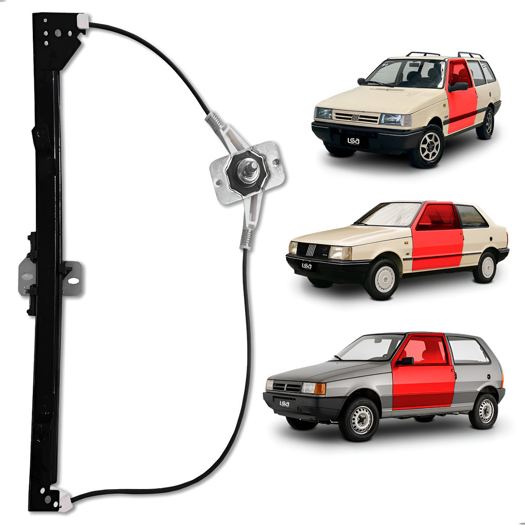 Máquina de Vidro Manual Fiat Uno Economy Elba Prêmio 2 Portas Lado Esquerdo Motorista Reposição Automotiva Resistente