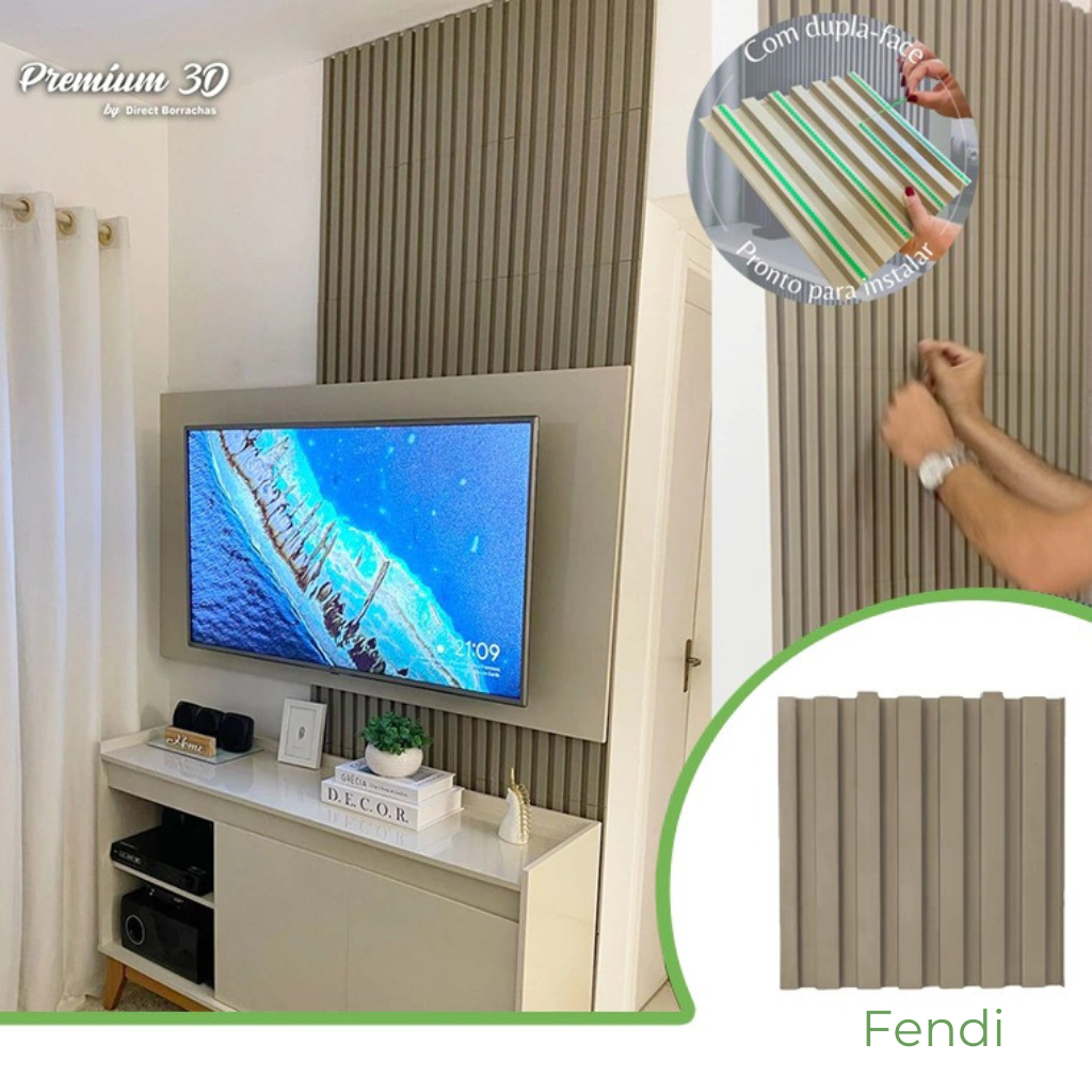 Kit 6m² Painel Ripado Fendi 30x30 - 66 peças | Anti-impacto | Autocolante