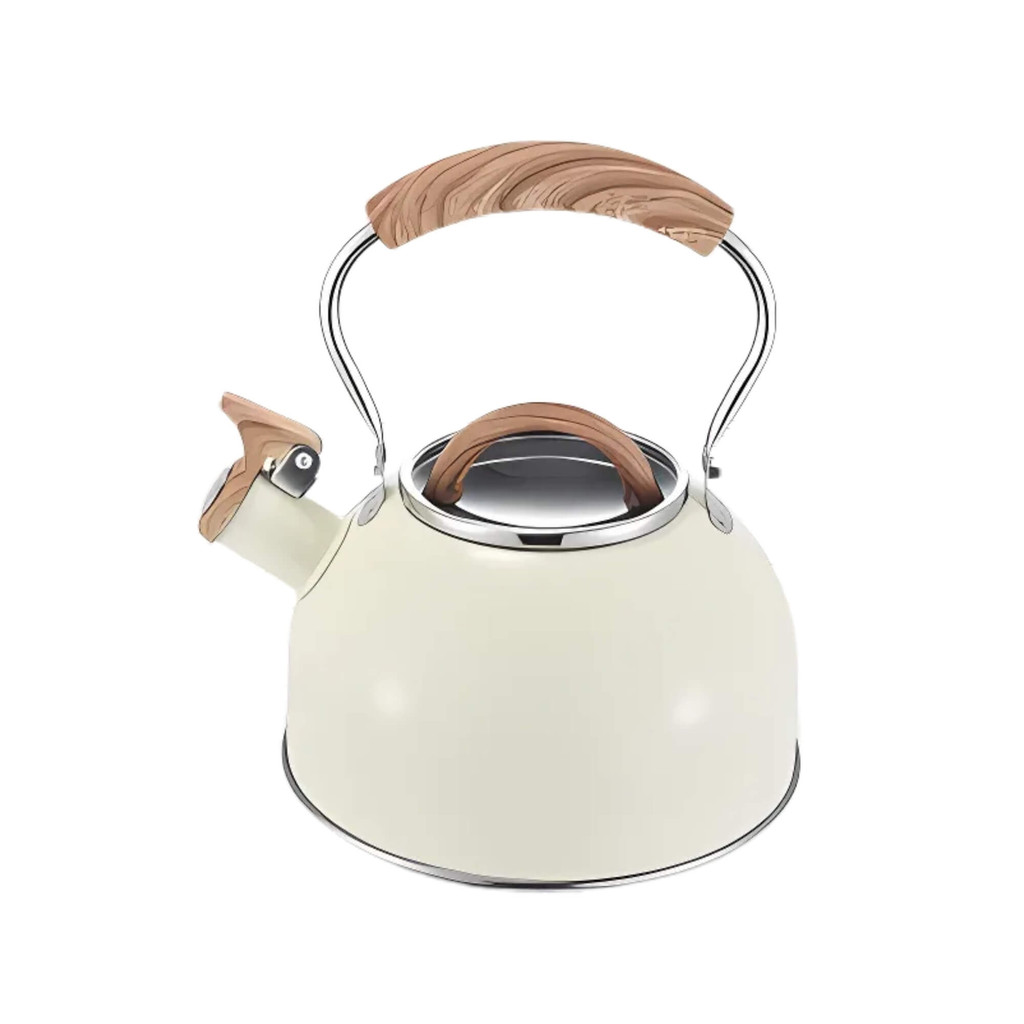 Chaleira 2,0L Linha Indução Vanilla com Apito e Cabo Baquelite Amadeirado MTA - 1219