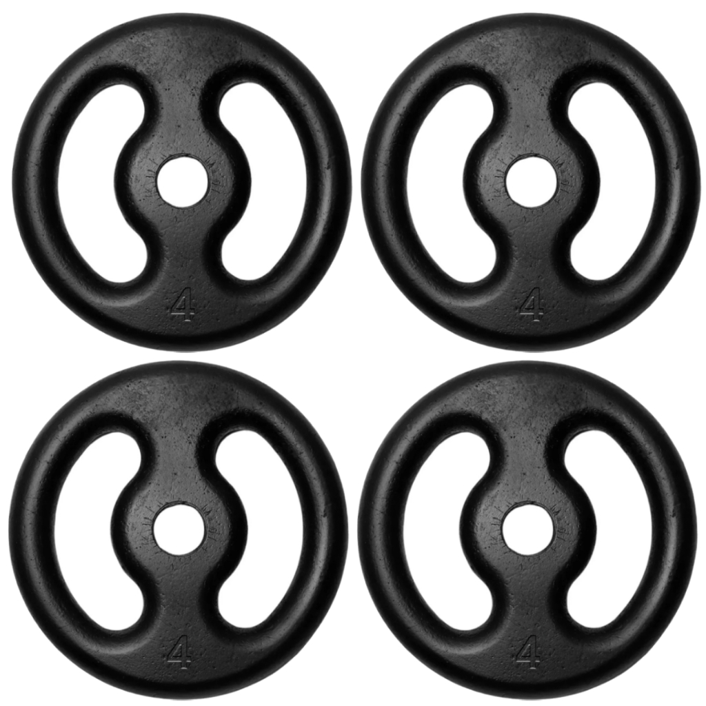 Kit 4 Anilha Pintada 4kg Ferro Fundido Peso de Academia Musculação Fitness Para Barras e Halteres