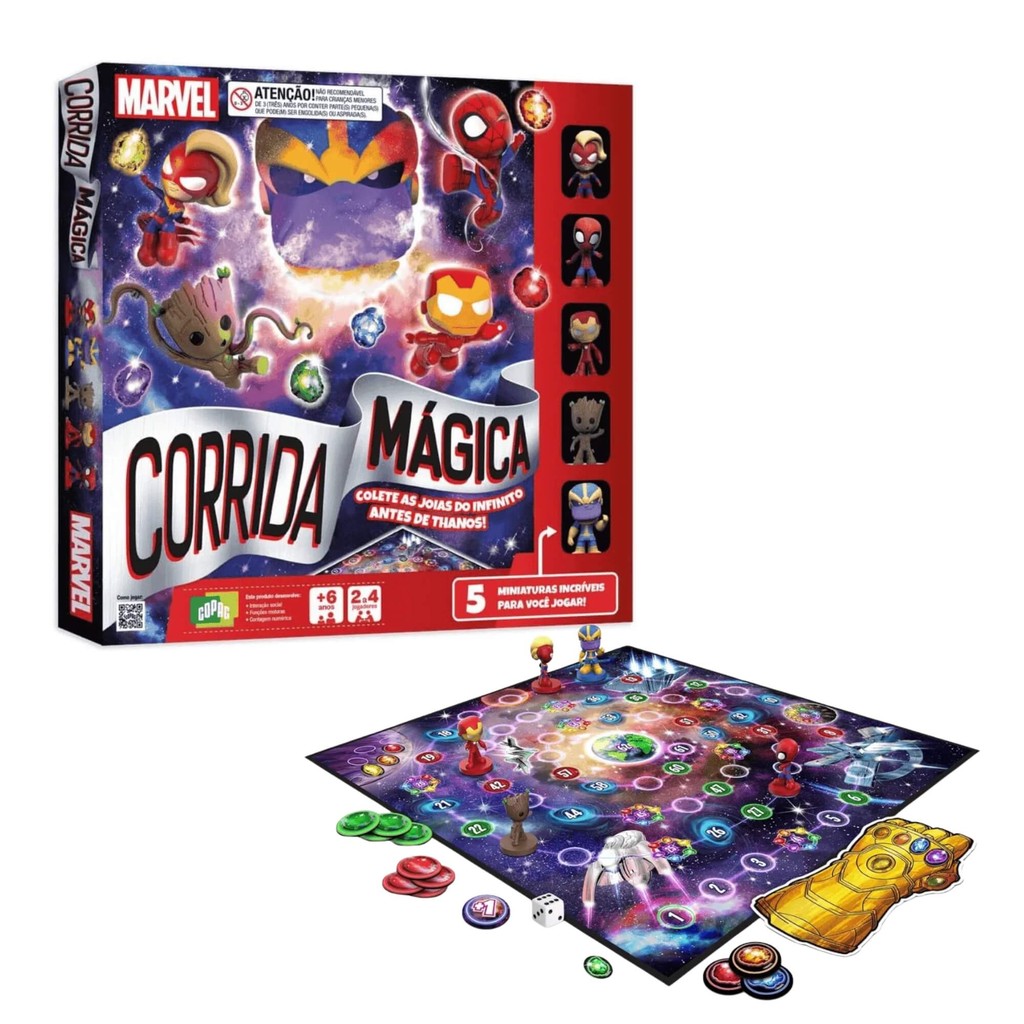 Jogo de Tabuleiro Corrida Mágica c/ 5 Miniaturas Copag - 35777
