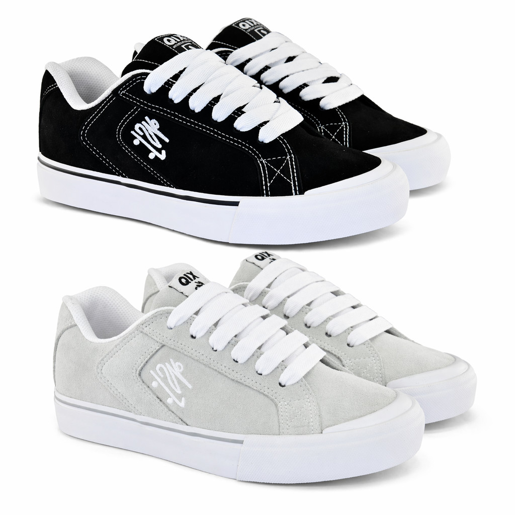 KIT 2 Pares Tênis QIX Chorão Park Original Preto/Branco e Branco Masculino Feminino