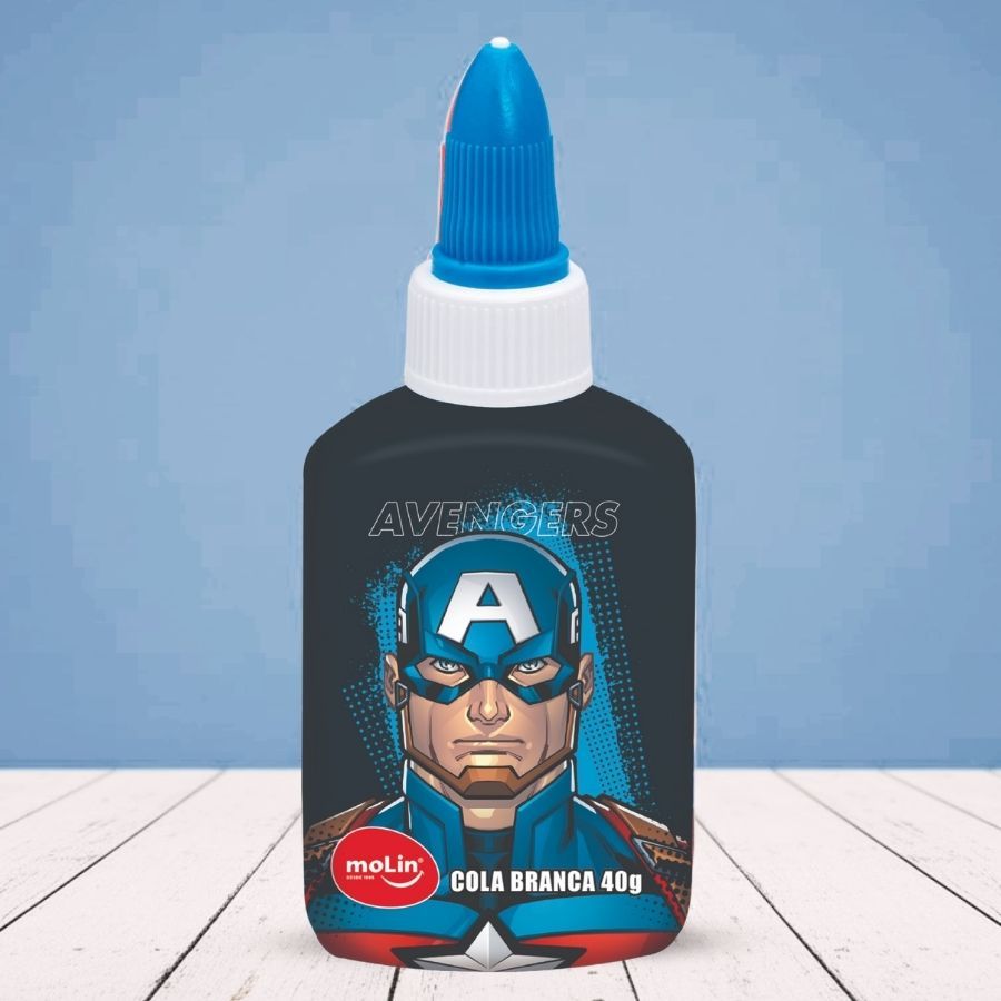 Cola Branca Capitão América - Vingadores - 40g - Disney Original - 1 unidade - Rizzo