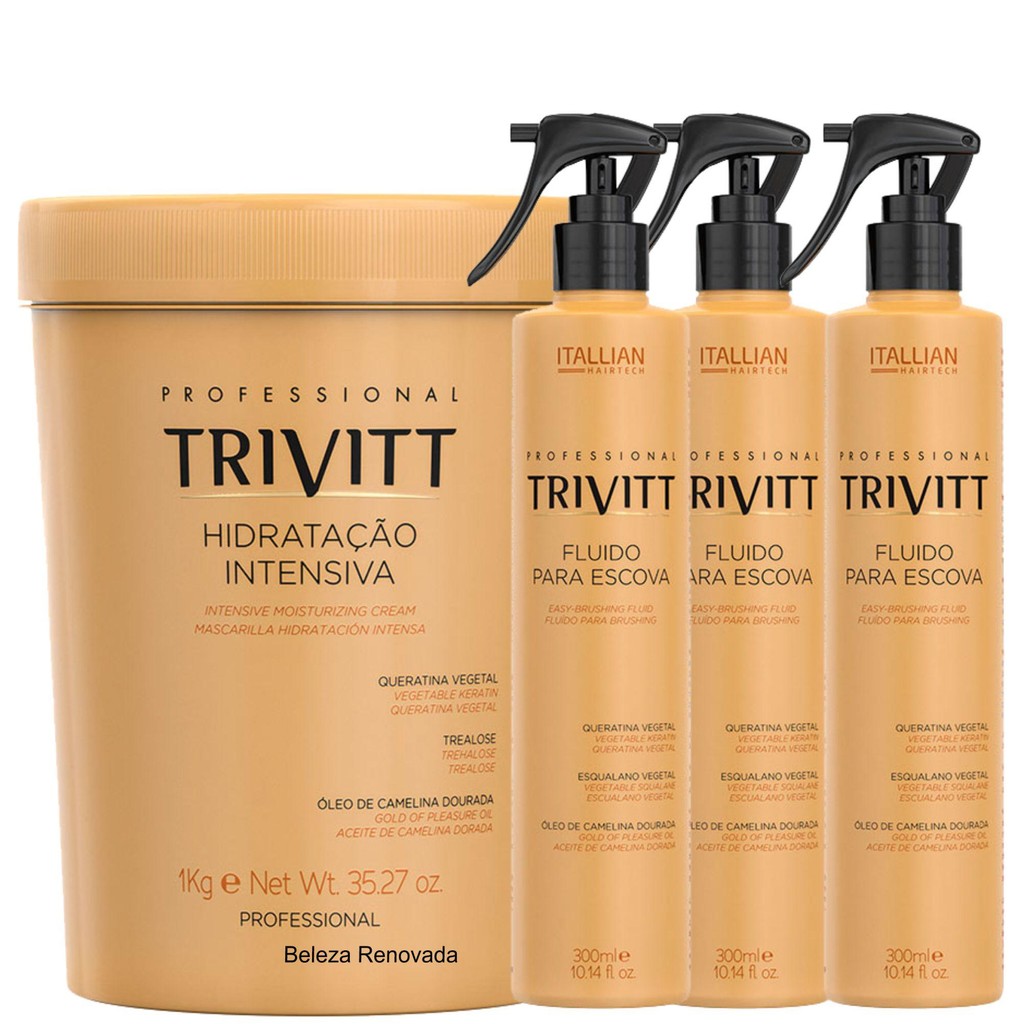 Kit 03 Fluido Para Escova + Máscara Hidratação Intensiva Trivitt