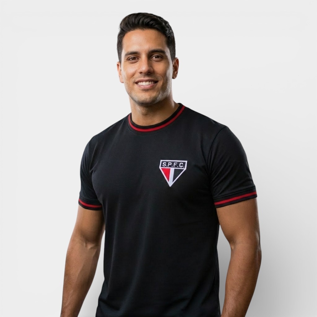 Camisa São Paulo Classic RetrôMania Masculina - Preto