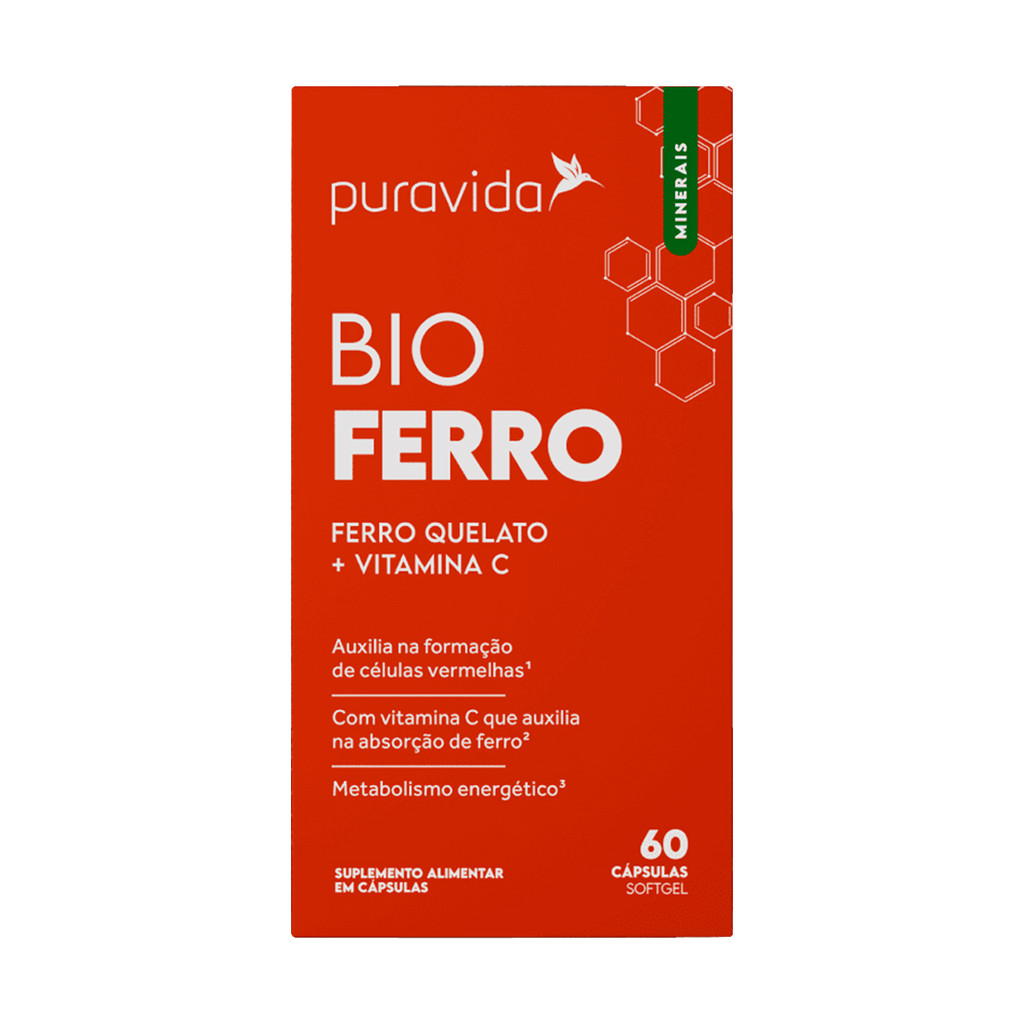 Vitamina C e Ferro - Bio Ferro 60 Capsulas - Puravida