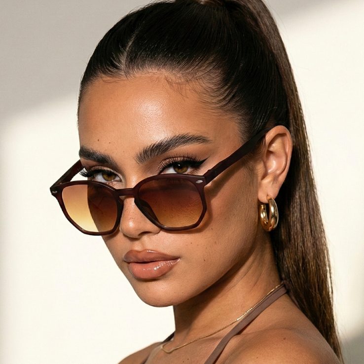 Oculos de Sol Hexagonal Marrom Degrade Premium Original Classico Oldstyle uv400 Masculino Feminino