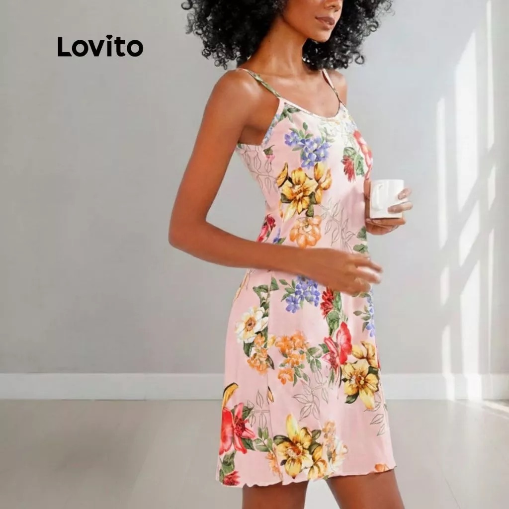 Lovito Camisola Feminina de Alça fina Estampa Tropical DRB592BRL622