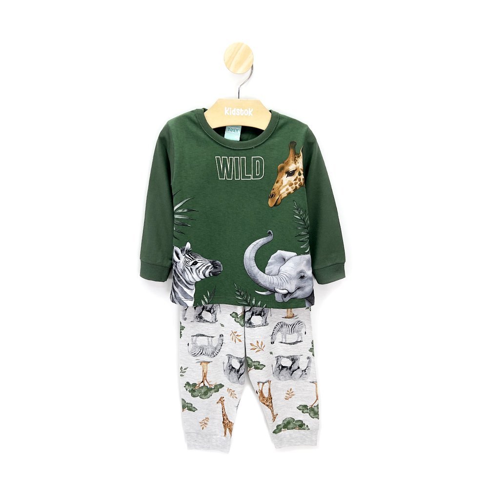 Pijama Menino Camiseta e Calça Elefante Brilha no Escuro -Kyly