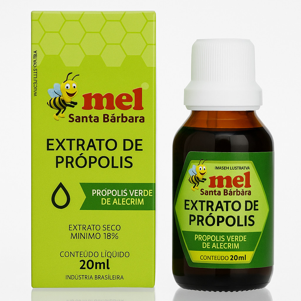 Extrato de Própolis Verde com Alecrim 18% – Mel Santa Bárbara 20ml | Imunidade Natural | Alta Concentração