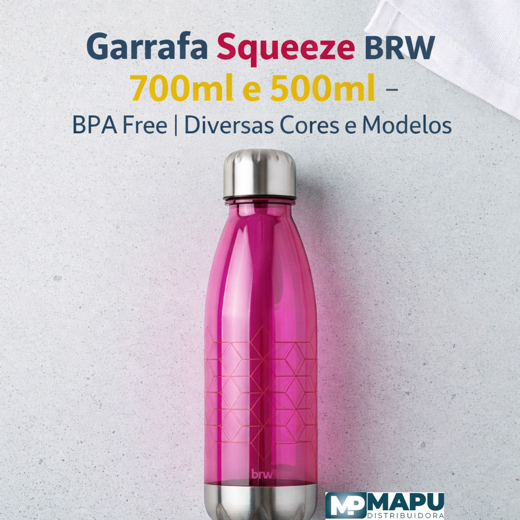 Garrafa Squeeze BRW 500ml ou 700ml – BPA Free  - Diversas Cores e Modelos