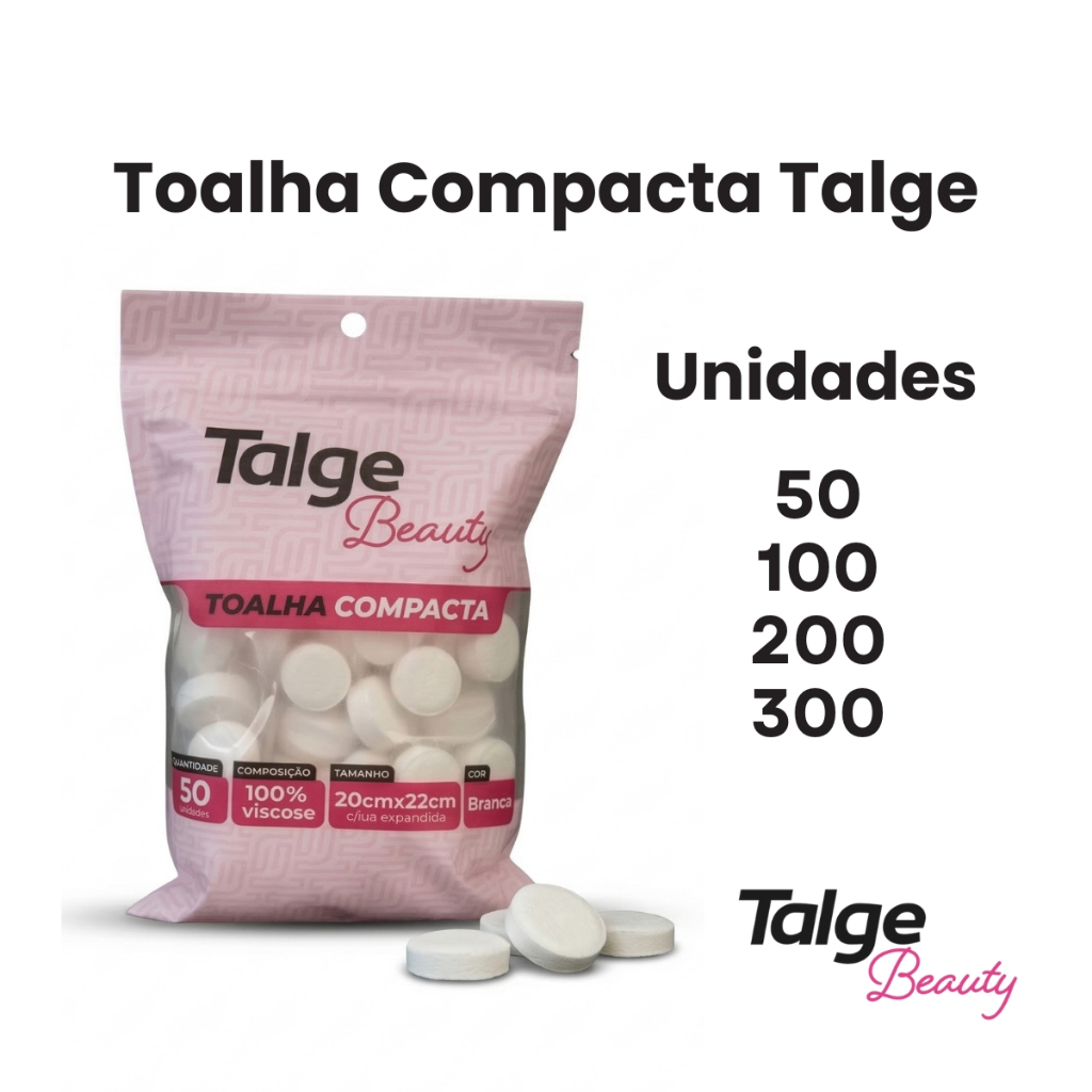 Toalha Compacta Descartável 50/100/200/300 unidades Talge Beauty para Maquiagem, Viagem E Limpeza Facial