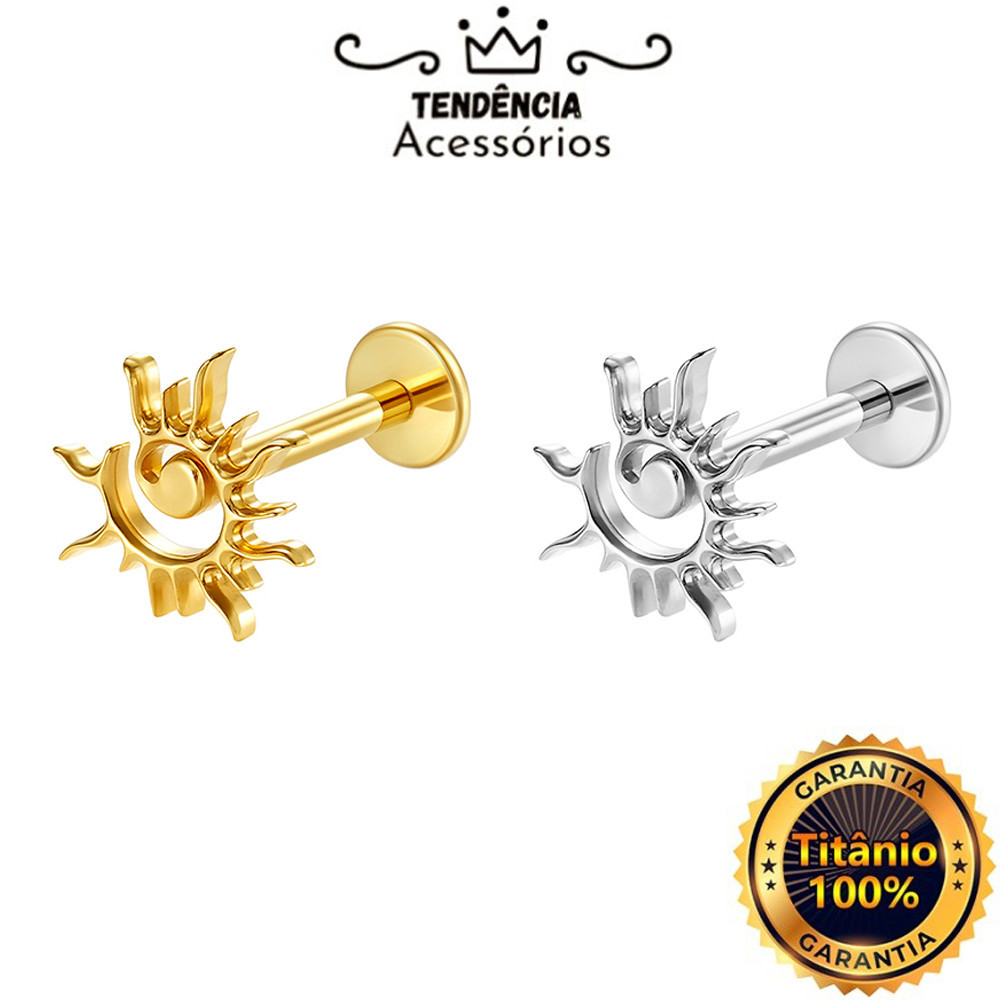 Piercing Titanio PVD Sol Labret Tragus Helix  Conch Rook Cartilage Hypoallergenic Earring