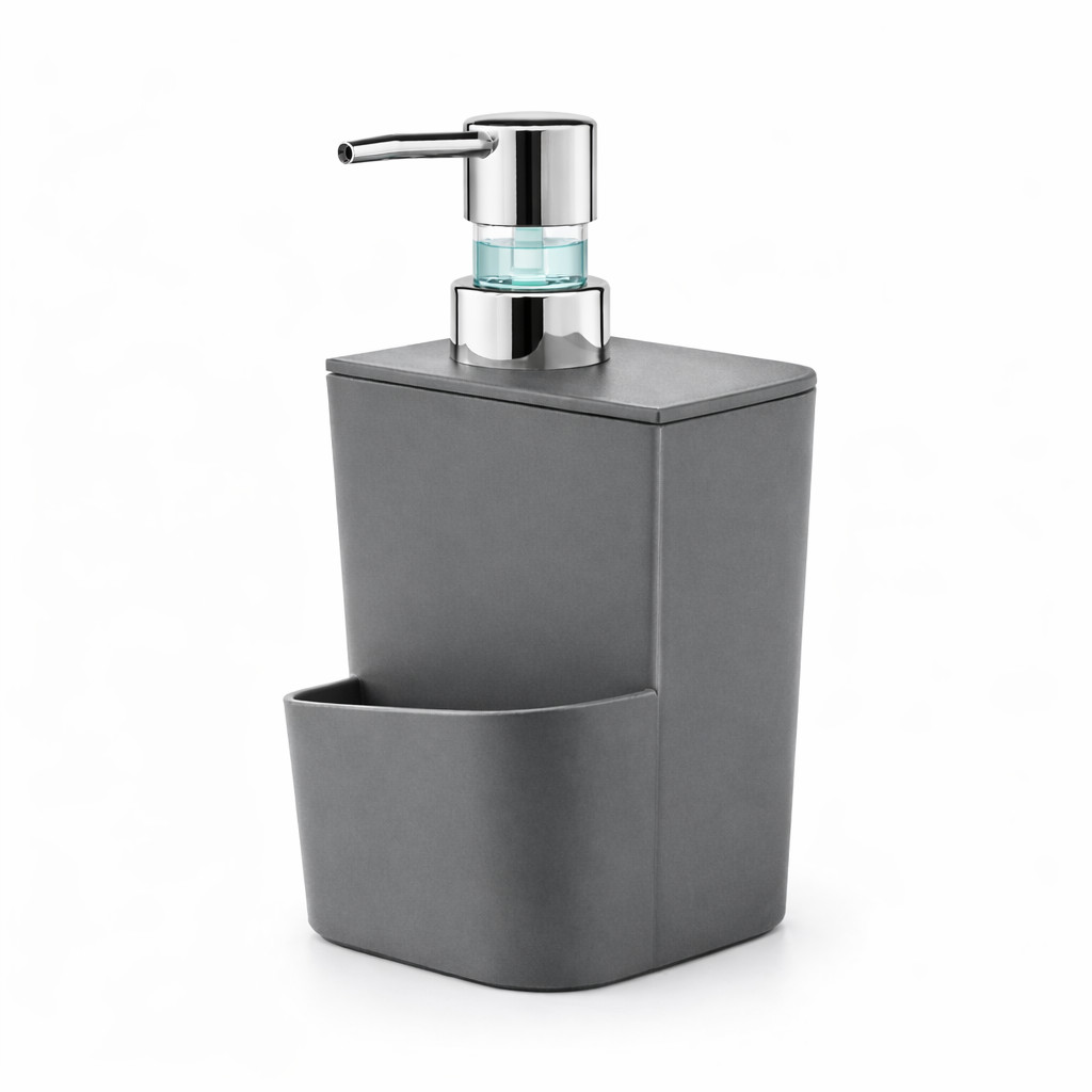 Dispenser Detergente 650ml Porta Esponja Organizador Pia Cozinha Sabão Líquido Compacto Bancada Casa Primo