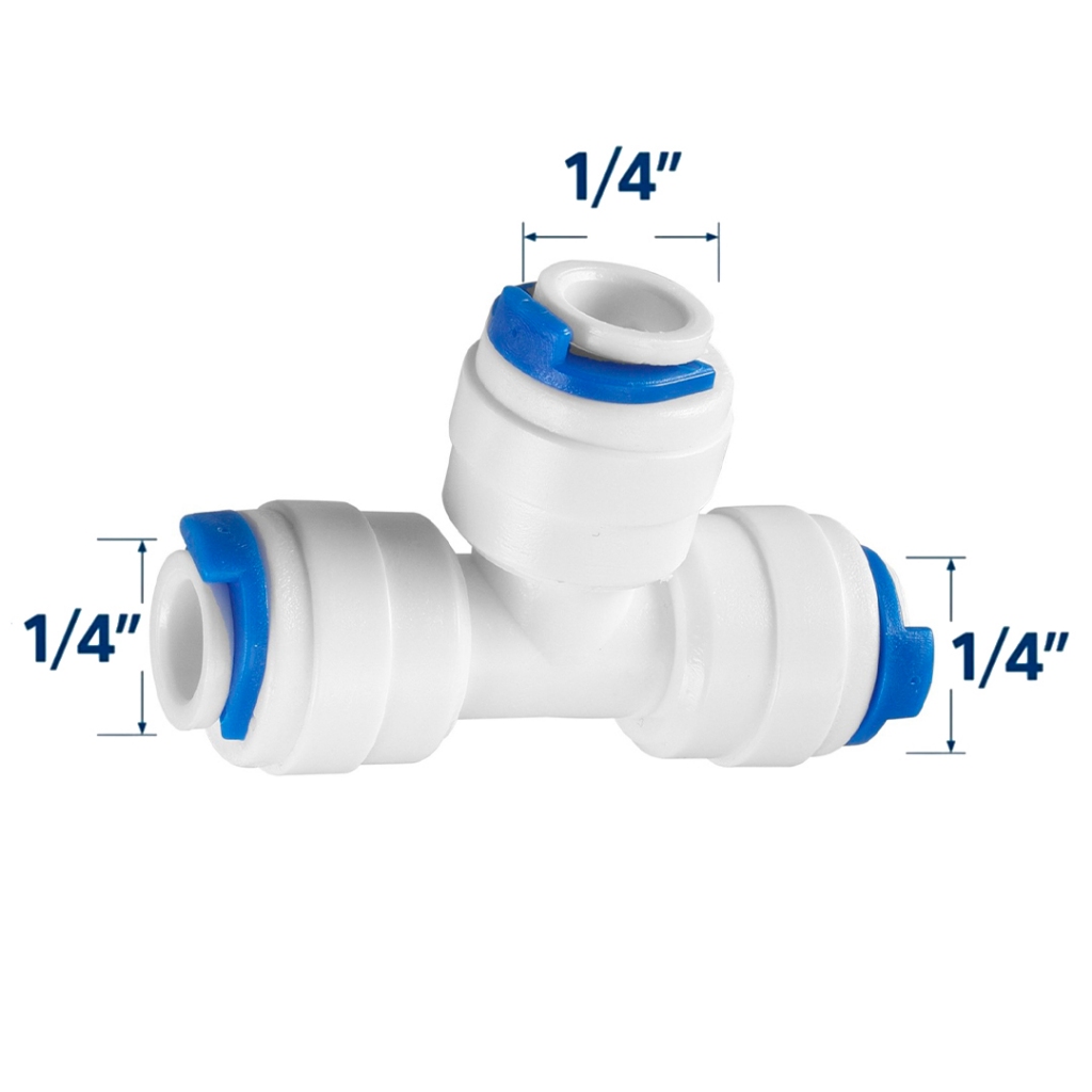 Conector T 1/4 Engate Rápido – Filtro de Água, Purificador, Aquário e Osmose Reversa