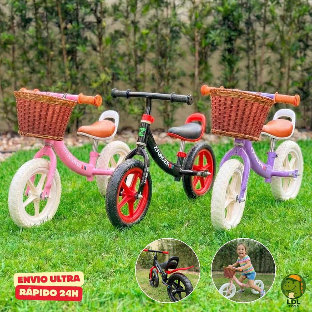 Bicicleta de Equilíbrio Balance Bike Infantil Sem Pedal Aro 12 Zrader