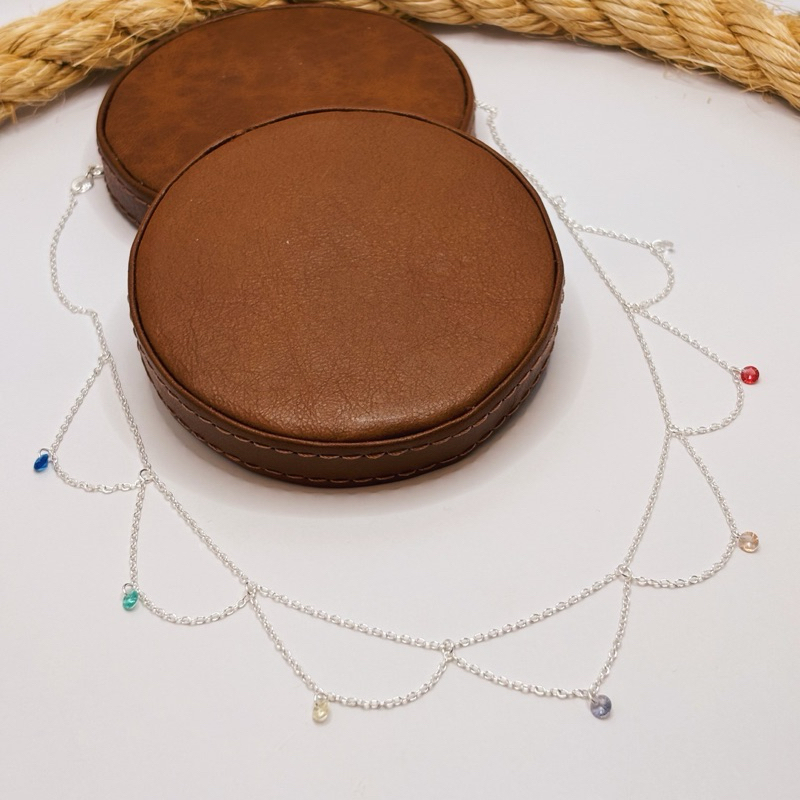 Choker Rendinha Colorida em Prata 925 Delicada e Sofisticada