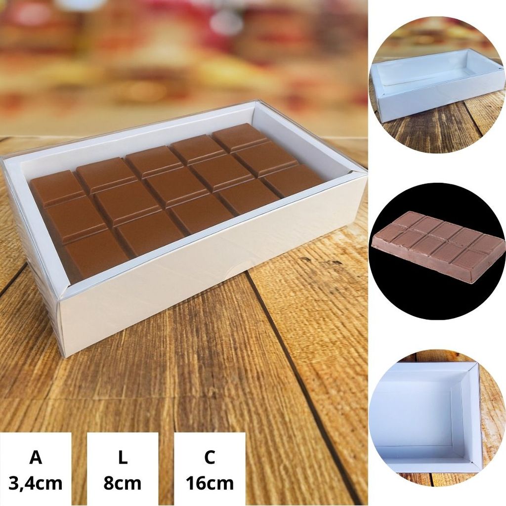 10 CAIXA P/ BARRA 300G DE CHOCOLATE BRANCA 16X8X3,4CM (YIN) P0319
