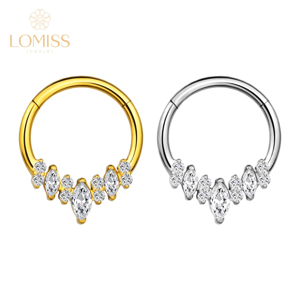 Piercing Septo Orelha Argola Aço Cirúrgico Segmento Articulado Zircônias Nariz Conch Daith Helix