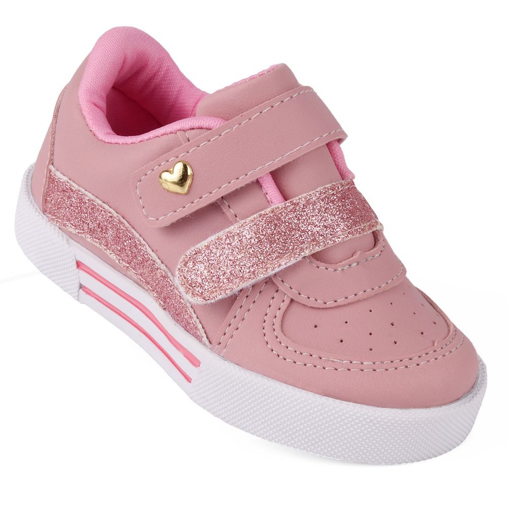 Tênis Infantil Menina Bee Happy Rosa com Glitter