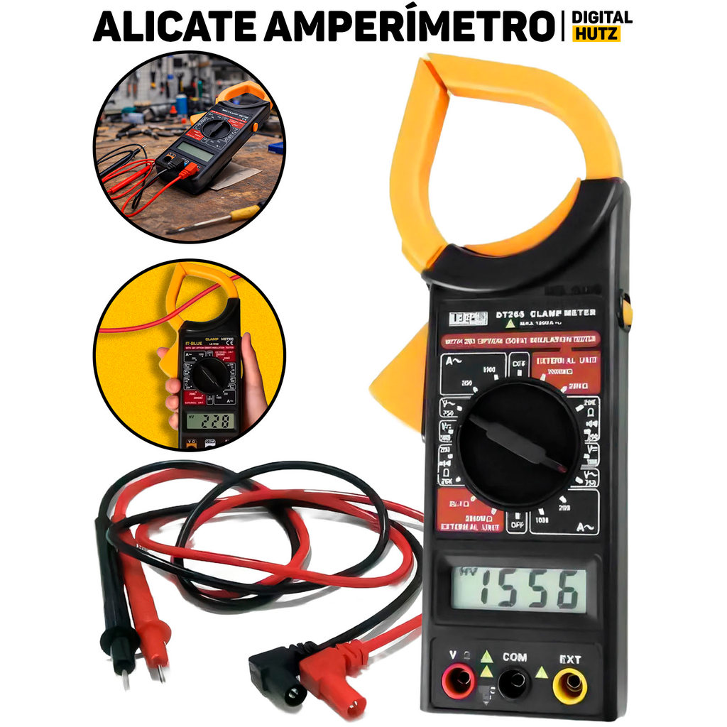 Alicate Amperímetro Digital Profissional Medidor De Corrente Tensão Resistência E Continuidade
