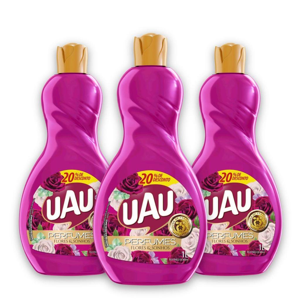 Kit 3un Limpador 1L UAU Flores e Sonhos Promo