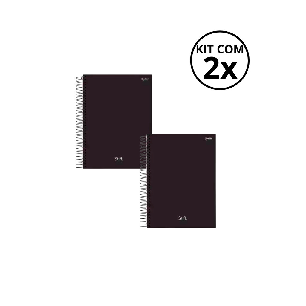 Kit Com 2 Cadernos de Arame PEQUENO 1/4 200 Folhas Capa Dura Stiff - Jandaia
