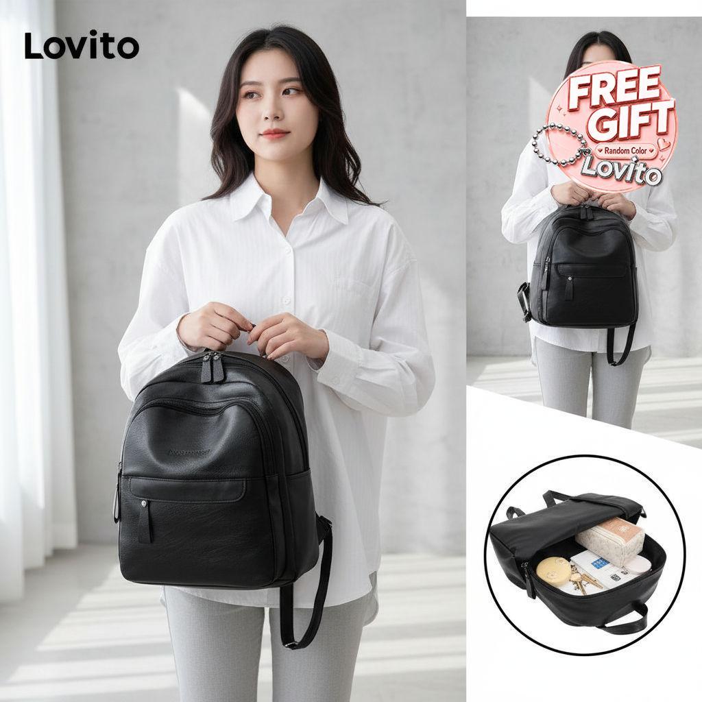 Lovito Mochila Multifuncional Casual Feminina Grande Capacidade LFA60223