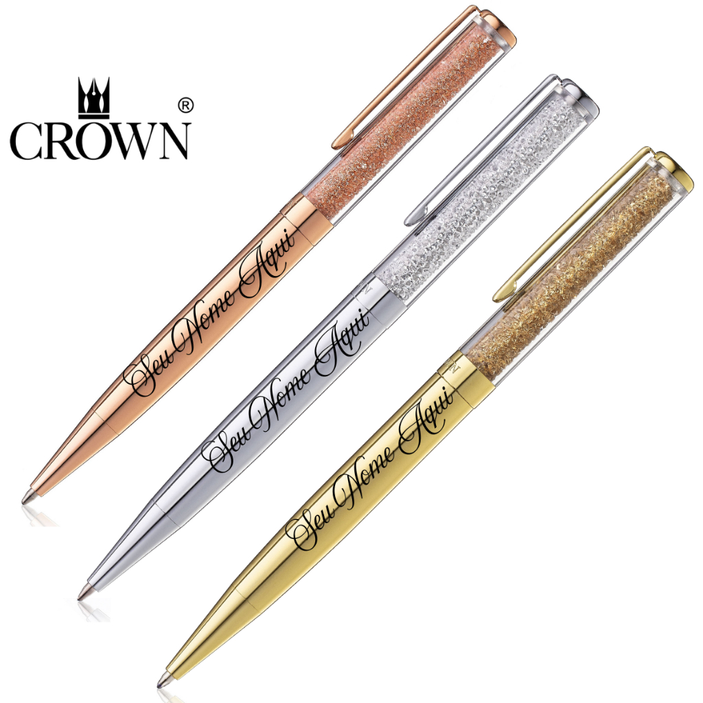 Caneta Crown Diamond Personalizada Com Nome e Logo Presente Luxo - Com Estojo