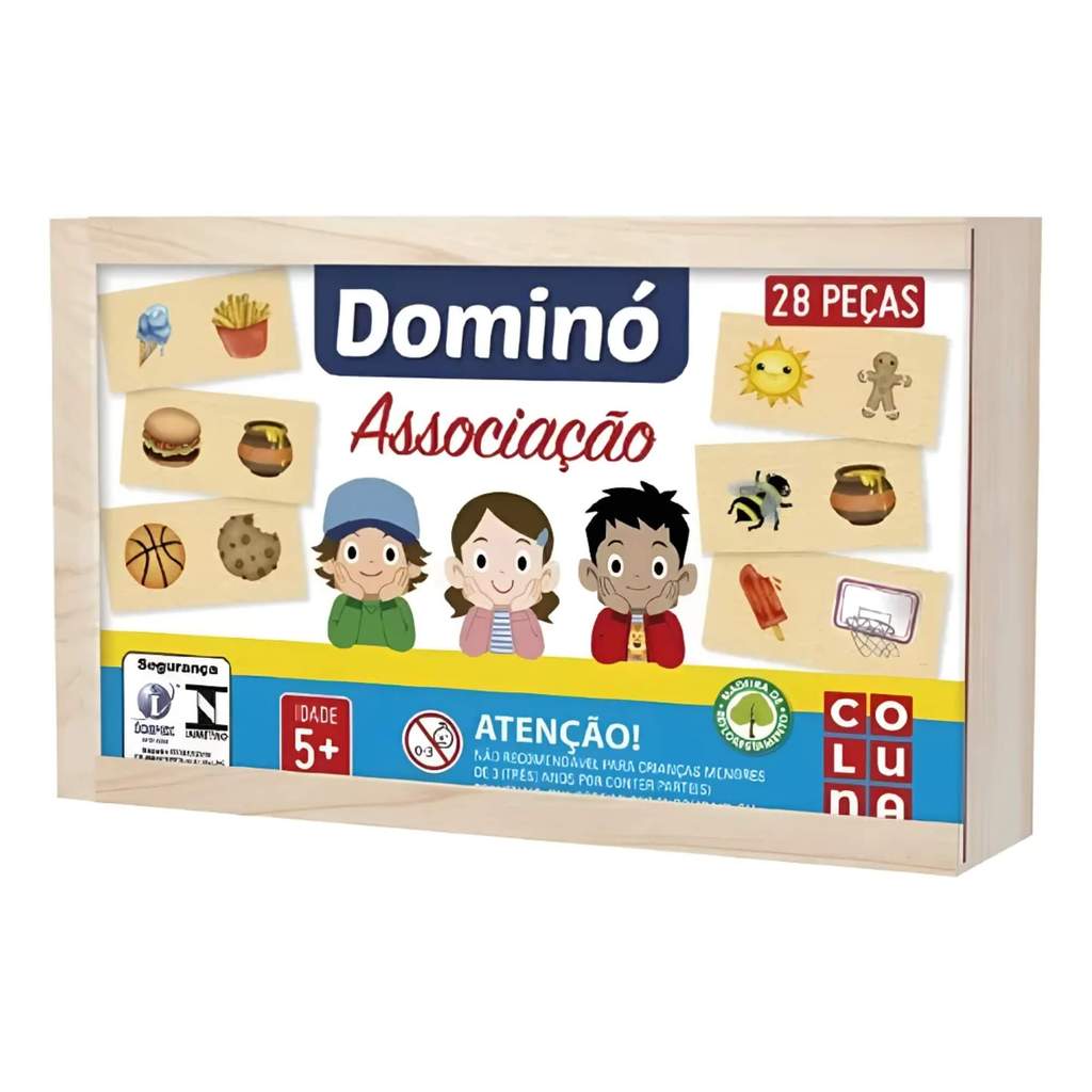 Jogo de Dominó Infantil Educativo Associação de Ideias 28 Peças Pais e Filhos Números Raciocínio