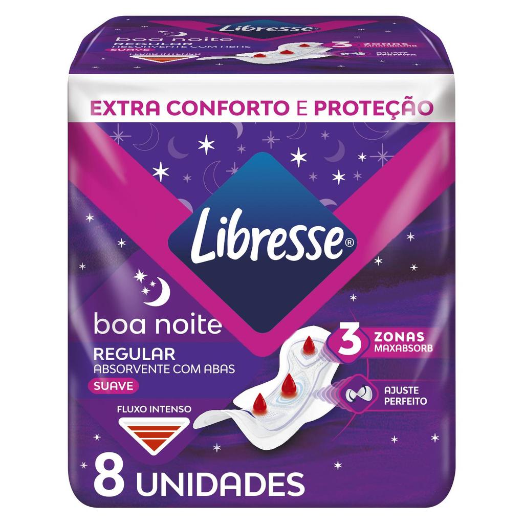 Absorvente Com Abas Libresse Noturno Boa Noite 8 Unidades