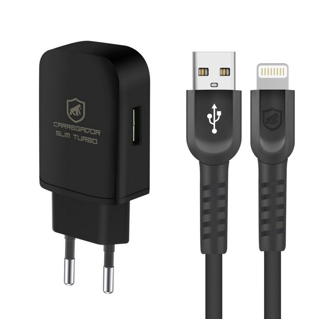 Kit Carregador turbo slim com Cabo Dual Shock Lightning iPhone Homologado MFI - Gshield
